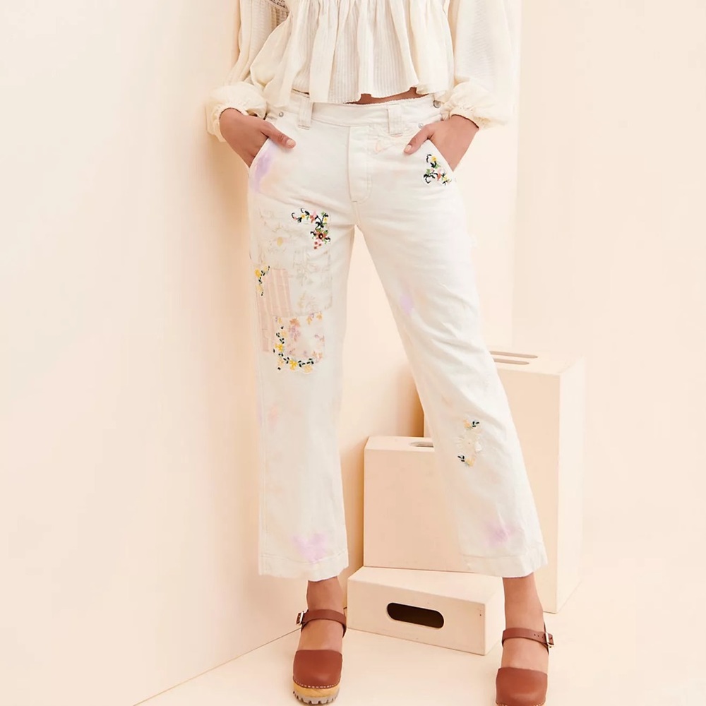 4. Free people white Love Alive Boyfriend Jeans size 28